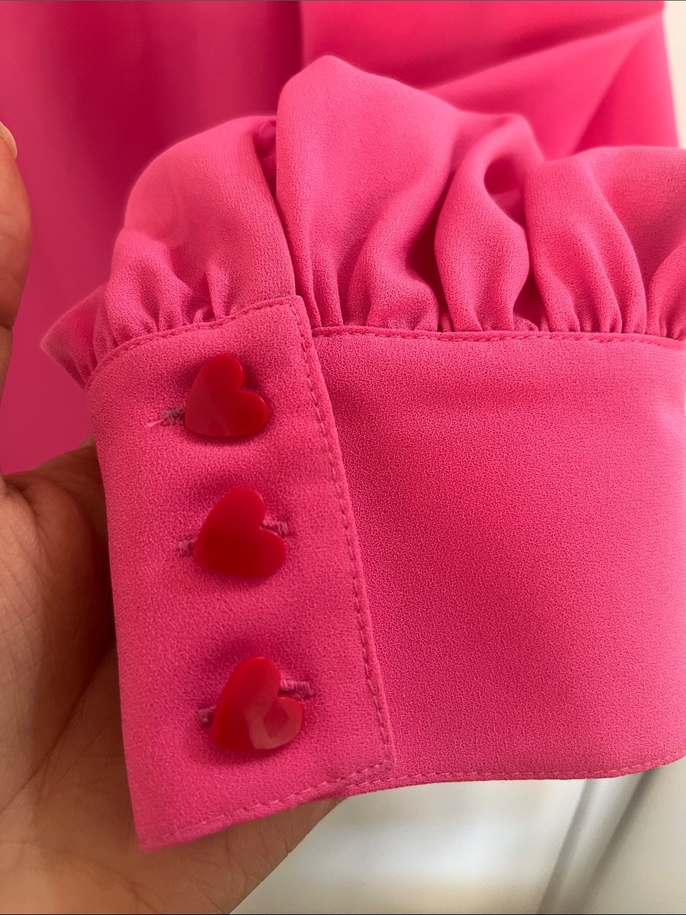 CROSBY by Mollie Burch Hot Pink Ruffle V-Neck Blouse - Picture 4 of 6
